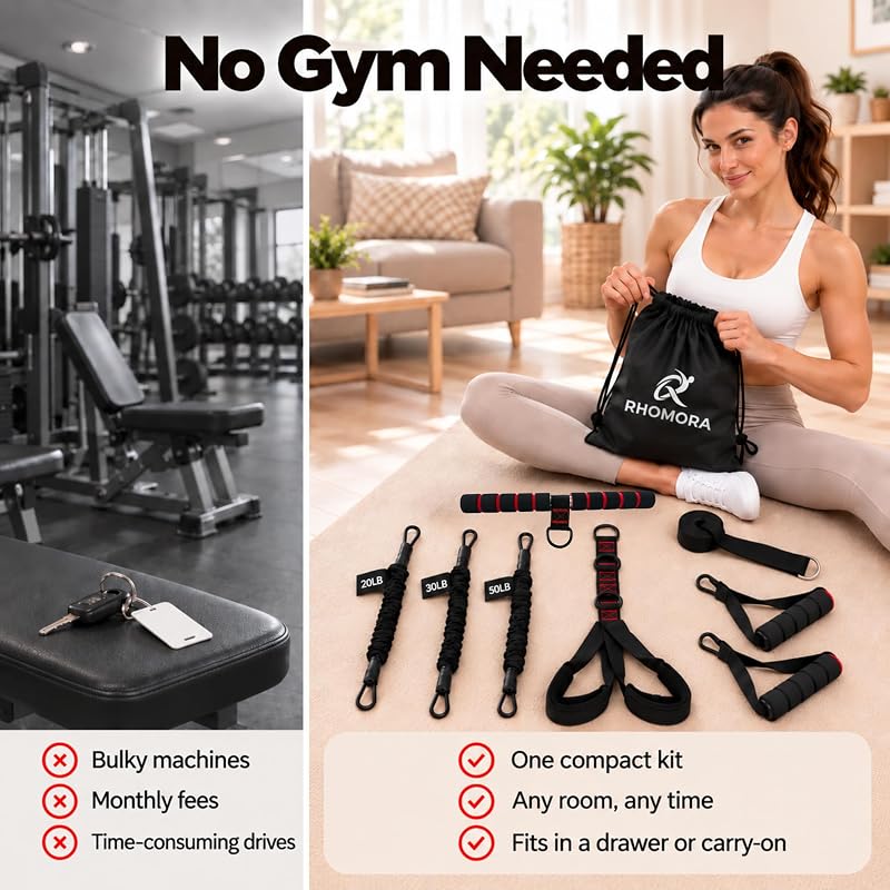 Resistance Bands with Handles for Abs, Sit-Ups & Full-Body Workouts (3 Tubes, 20/30/50 lb) Home Set