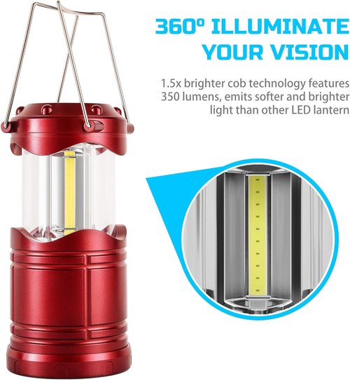 Lichamp LED Camping Lantern - 4 Pack Battery-Powered Flashlights | Portable Hanging Light for Emergencies