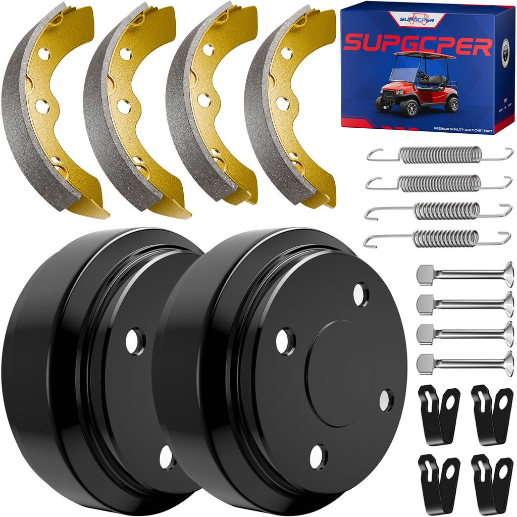 SUPGCPER Club Car Brake Repair Kits for DS 1995-UP&Precedent 2004-UP, Golf Cart Brake Drum Kit, Club Car Brake Drum/Hubs&Brake Shoes/Pads&Brake Spring Kit, OEM Replace# 101823201 101816301 101791101