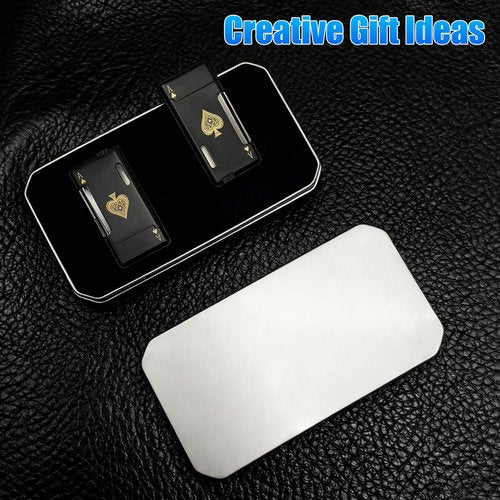 2 Pack Torch Lighter, Classic Pocket Ace Lighters with Gift Box for Men, Visible Window, Adjustable Dual Jet Torch, Refillable Butane Lighters for Travel, Outdoors(Without Butane)