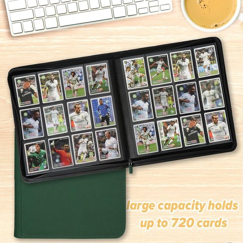 GERMUN Trading Card Binder - Premium 12 Pocket Holder for 720 Cards | Double-Sided Album in Dark Green