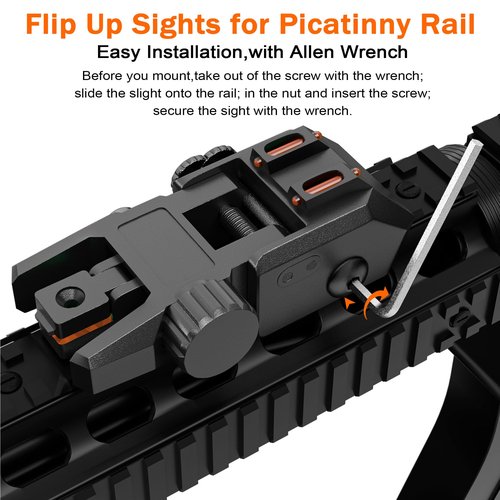 TFFUAM Fiber Optic Sights Flip Up Front and Rear Sites Nylon Folding Sights with Red and Green Fiber Optics Dots Tool-Free Adjustable Backup Sight Set
