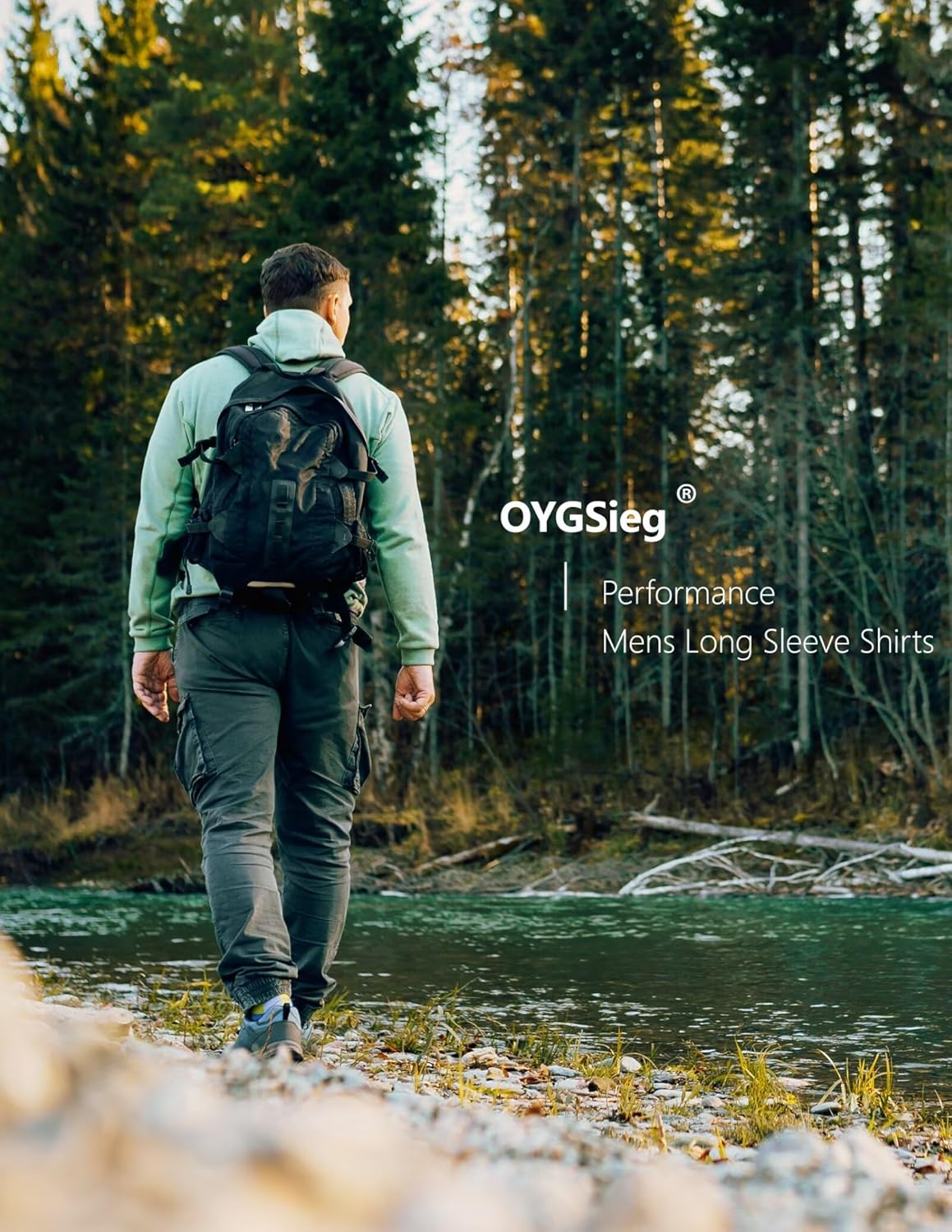OYGSieg Men's Athletic Hoodies - Long Sleeve Fishing Shirt with UPF 50+ Sun Protection | Lightweight & Comfortable