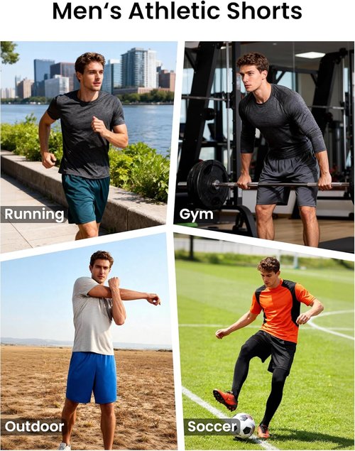 BVNSOZ Men's Athletic Shorts - Quick Dry Workout Shorts with Pockets & Elastic Waistband