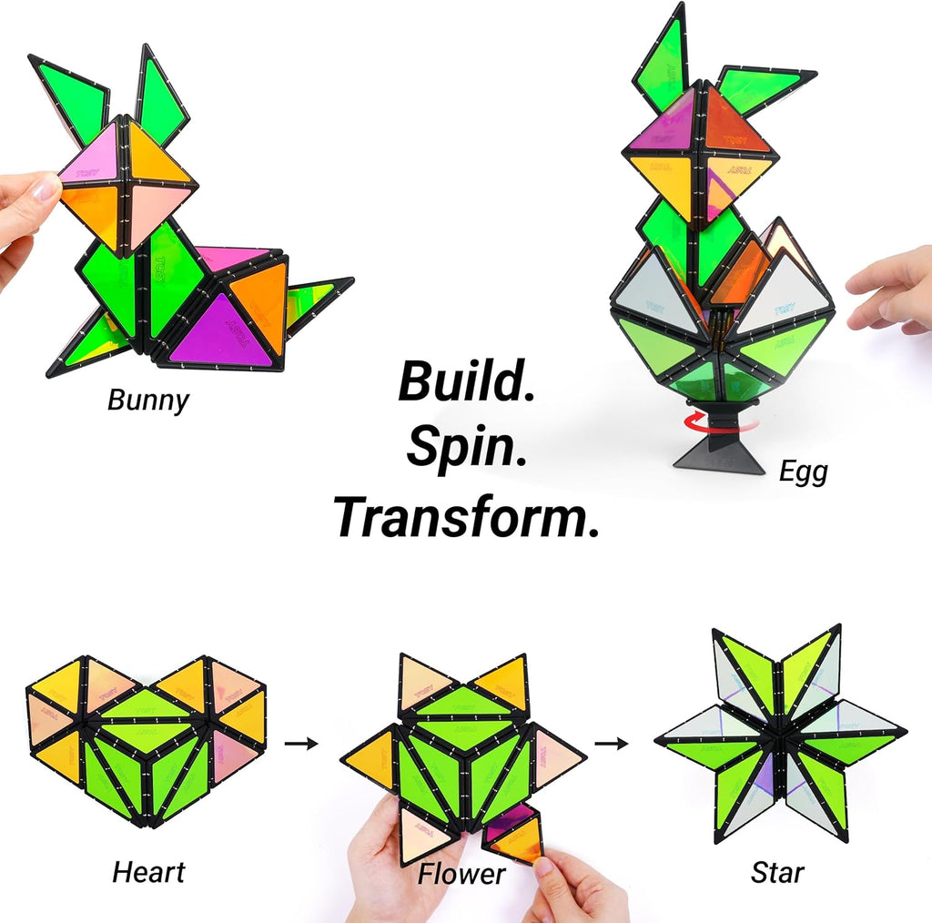 TOSY Magnet Pyramid Fidget Cube - Transforms into 1 Billion Shapes, Holographic Design | Perfect Gift for All Occasions