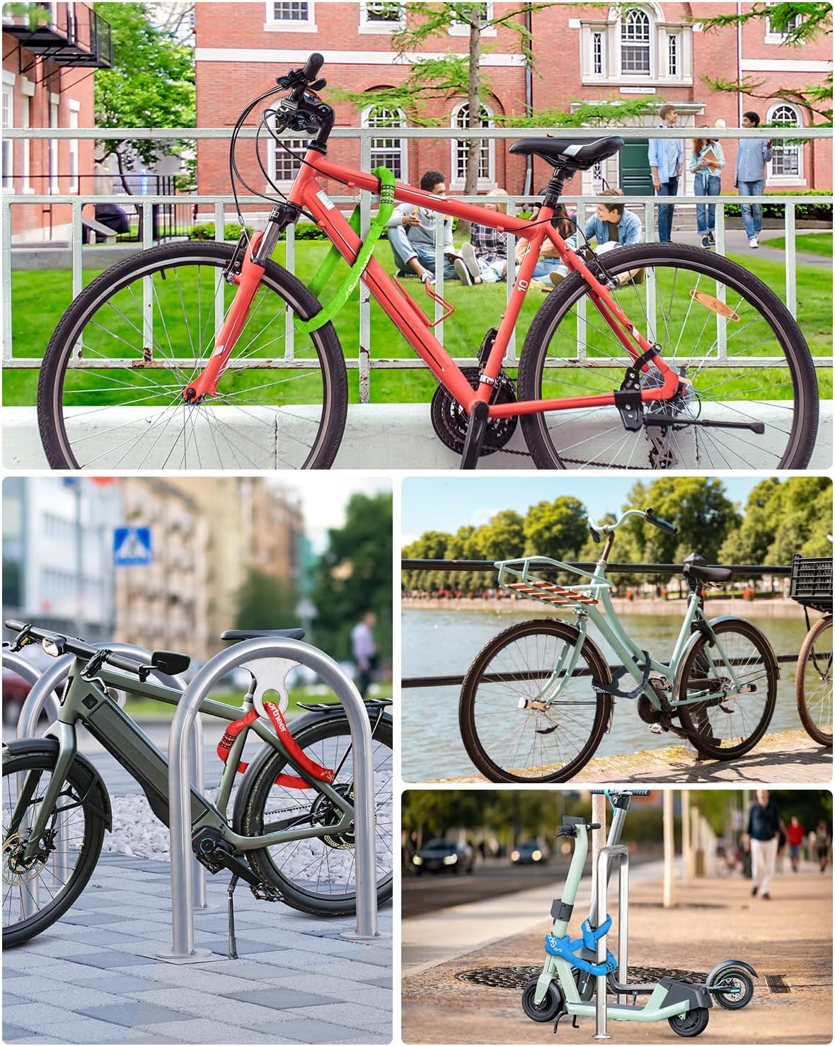 Sportneer Bike Lock - High Security 5 Digit Combination Anti-Theft Chain Lock | 3.2/3.6/4ft Heavy Duty for Bikes, Motorcycles, Scooters, Doors & Gates - 4/6mm Thick, Keyless Design