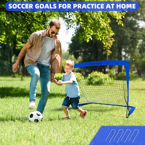 HAFHAF Portable Soccer Goals - 4x3 ft Kid-Friendly Set with Ball, Ladder & Cones for Outdoor Fun