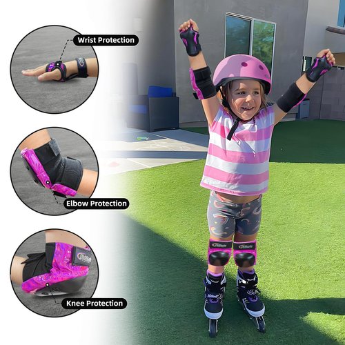Nattork Knee Pads for Kids Youth Audlt，Knee and Elbow Pads with Wrist Guards 6 in 1 Protective Gear Set for Skateboard, Roller Skate, Inline Skates, Cycling and Scooter Boys Girls