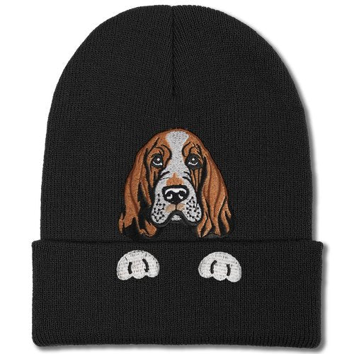 solid can Basset Hound Gifts Dog Beanie hat Embroidered Basset Hound Winter Knitted Beanies Hats Dog Lover Gifts Skull Caps for Women Men