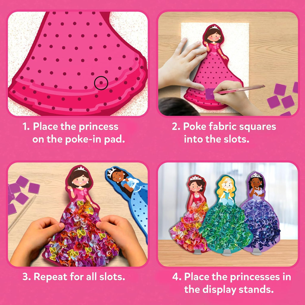 Skillmatics Poke-In Art - Magical Princesses DIY Wood Craft Kit for Kids Ages 4-9 | Mess-Free Creative Fun