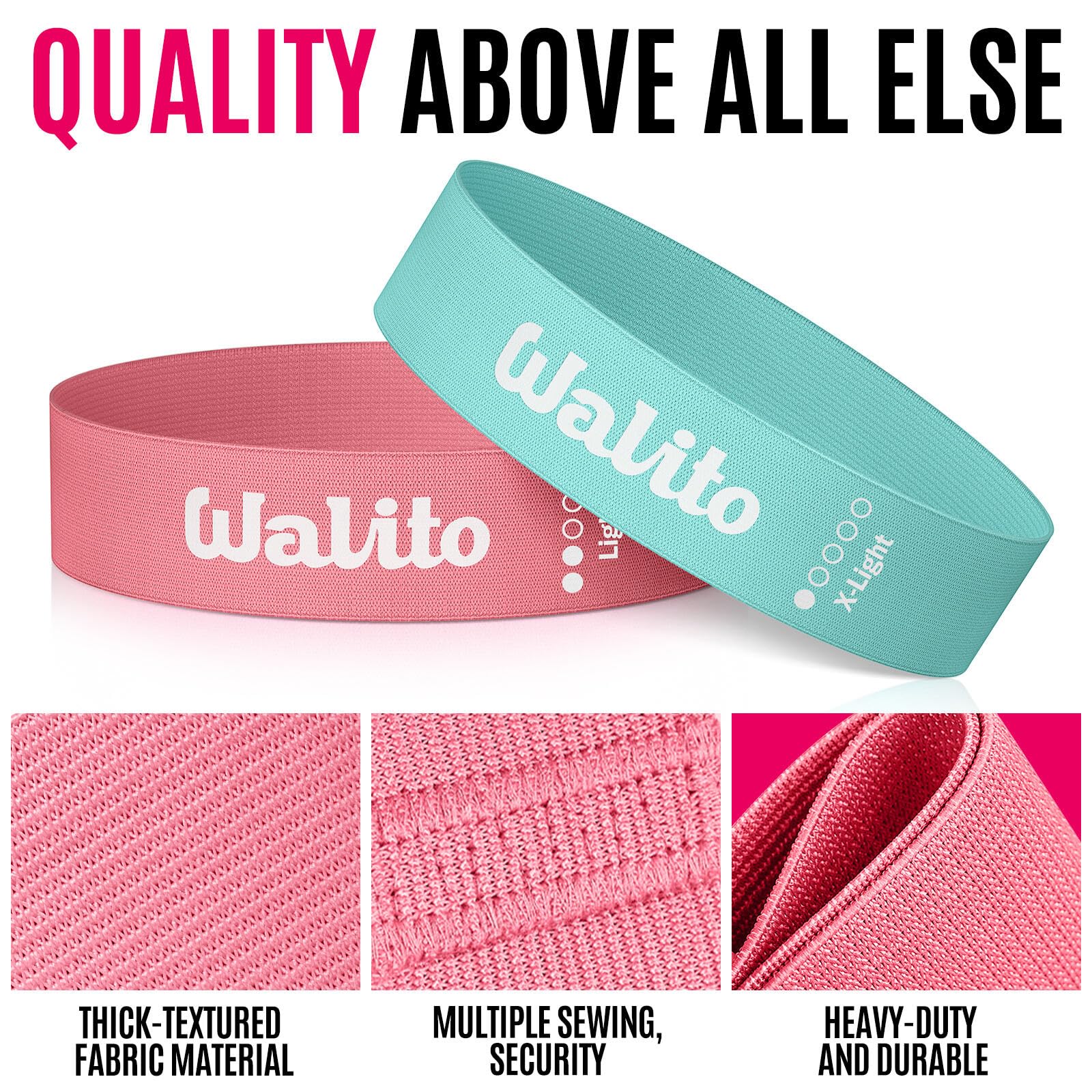 Fabric Resistance Bands for Working Out - Booty Bands for Legs -Glutes Training for Women and Men - Exercise Bands for Squats, Yoga, Physical Therapy -Home Gym Fitness