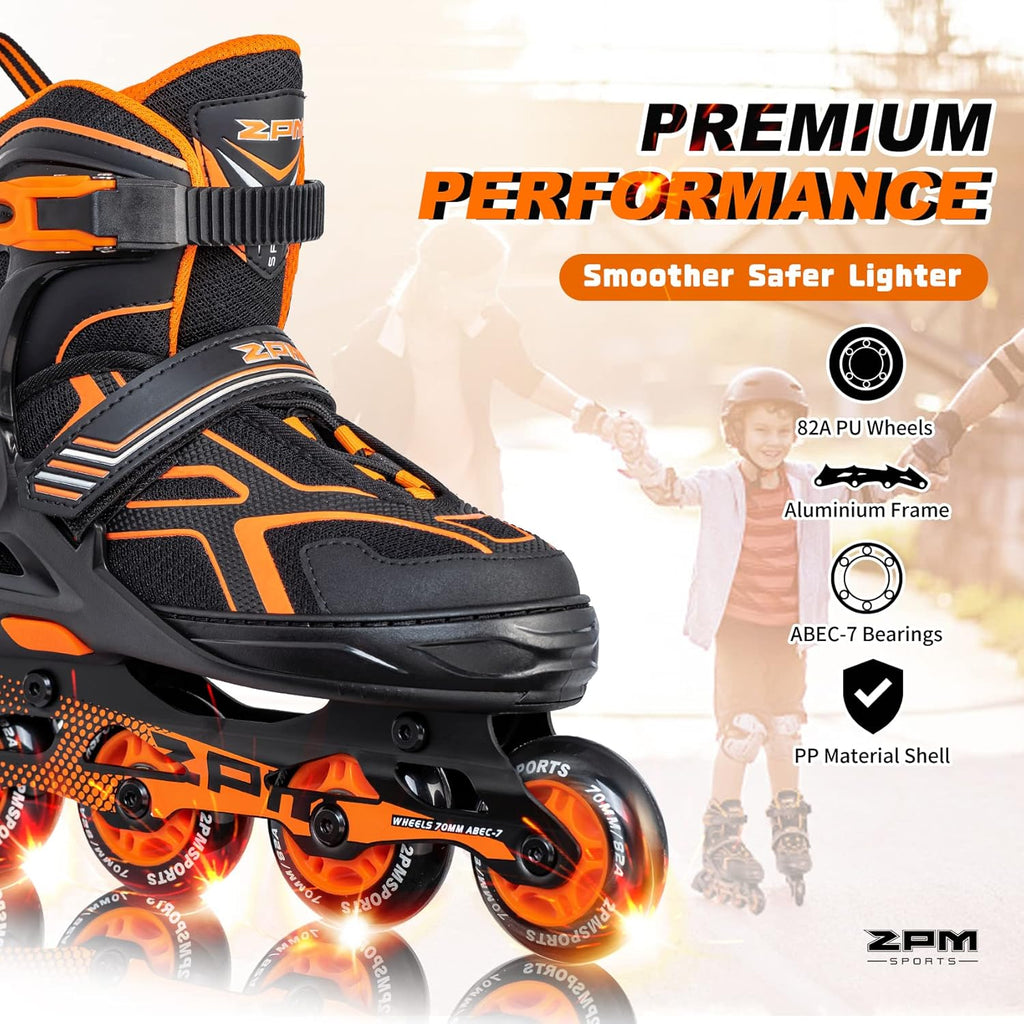 2PM SPORTS Torinx Green Adjustable Inline Skates - Fun Beginner Roller Skates for Kids & Adults