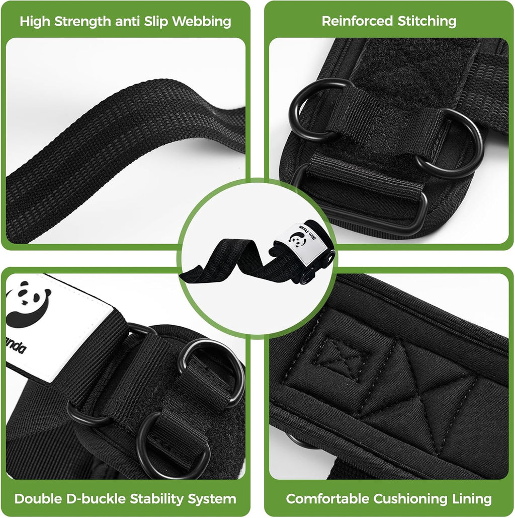 Slim Panda Weight Lifting Straps - Heavy Duty Double Cuffed D-Ring Wrist Support for Men & Women