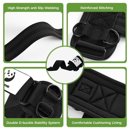 Slim Panda Weight Lifting Straps With Double Cuffed D Ring, Wrist Support for Men Women ,Heavy Duty Thick Comfortable Lifting Straps, Secure Fit, Enhanced Grip, Straps for Weightlifting & Strength Training (Black)