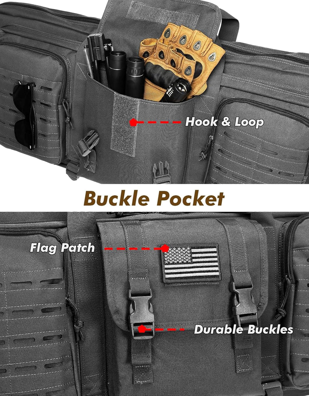 Skiennix 32-Inch Soft Rifle Case - Double Gun Carry Bag with Lockable Zipper & Laser-Cut Design