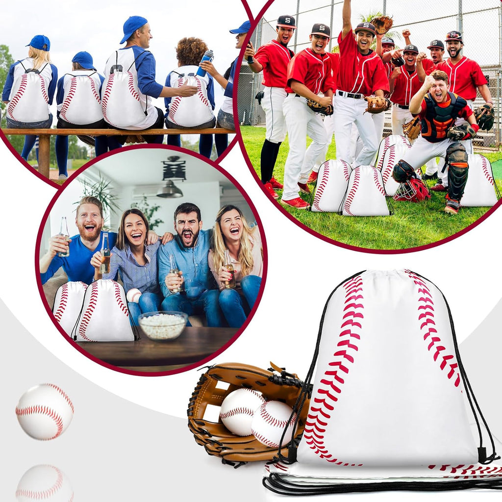 Skiennix 14 Pcs Baseball Drawstring Bags - Perfect Party Favors for Sports Teams & Birthdays