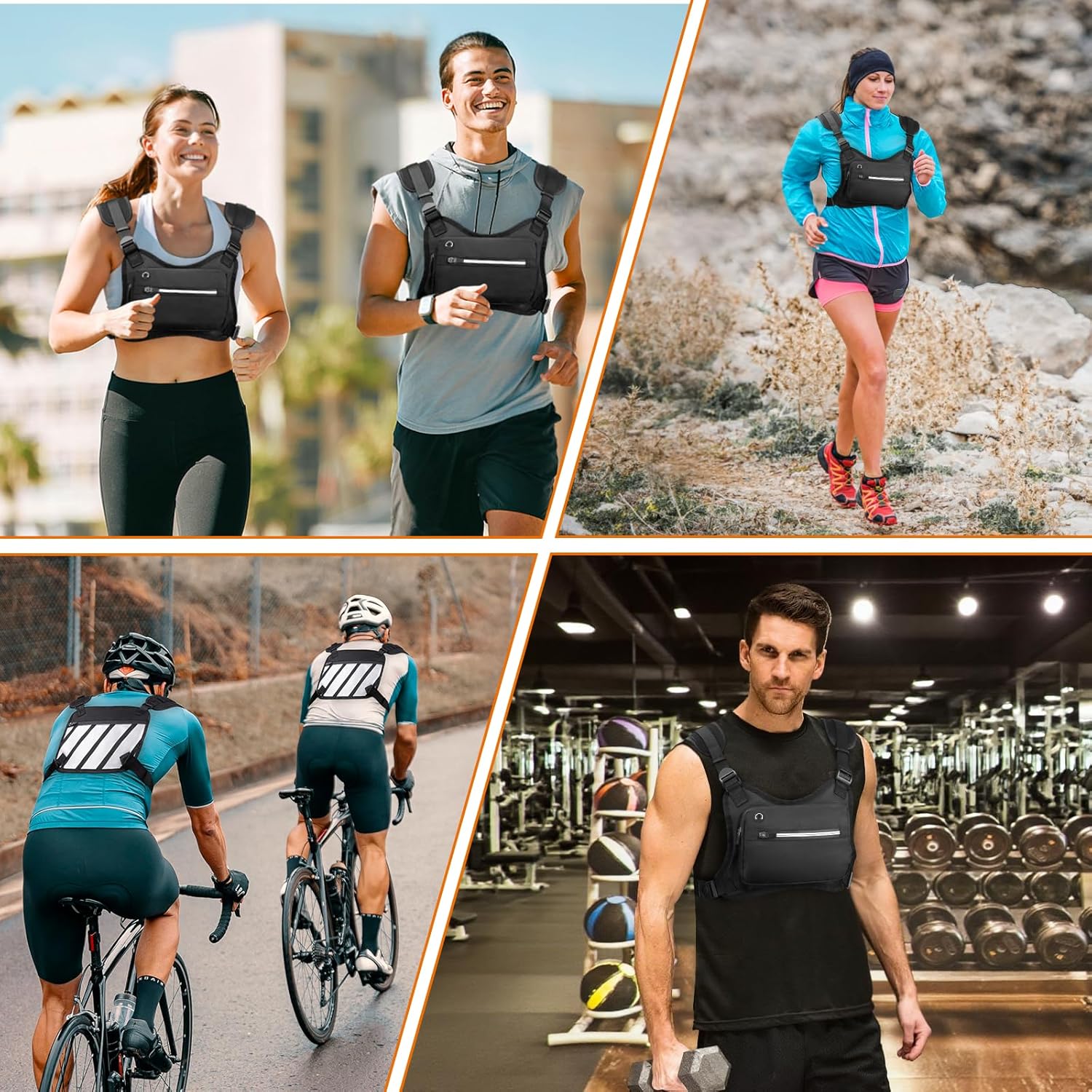 Skiennix Water Resistant Chest Pack - Lightweight Running Vest with Reflective Strip & Phone Holder | Ideal for Hiking & Cycling