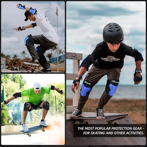 BOSONER Knee and Elbow Pad Set - Protective Gear for Roller Skating, Cycling & BMX | Adult/Child Sizes