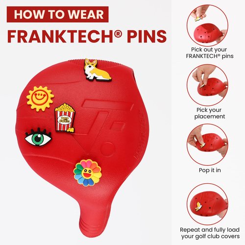 FRANKTECH Golf Club Covers 3pcs and 25pcs Funny Pins, Plastic Golf Head Covers for Driver Fairway Woods Hybrid, Driver Headcover Fit All Right-Handed Golf Clubs, Easy On Off, Washable, Funny