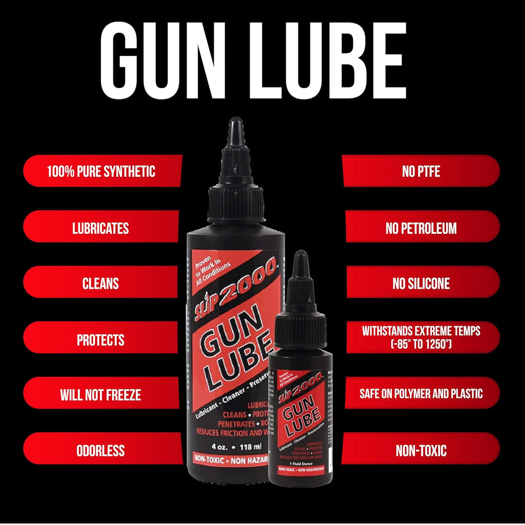 Slip 2000 Gun Lube - Buddy Pack with Needle Tip Applicator | 100% Pure Synthetic CLP, 4 oz & 1 oz