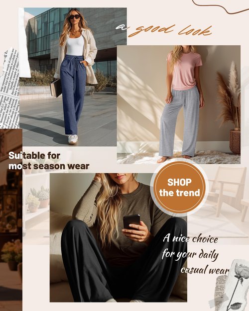 Neer 3 Pack Women's Baggy Sweatpants with Pockets, Wide Leg Yoga Pants Cozy Thick Lounge Pants Drawstring Casual Loose Jogger(Large,Black, Navy Blue, Light Heather Gray)