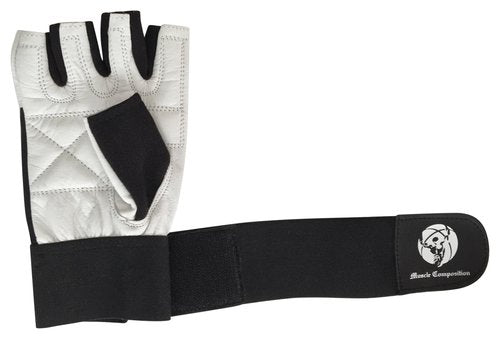 Muscle Composition Gym Gloves with Wrist Support for Gym Workout, Crossfit,Weightlifting Black/White. Premium Quality Materials. (Black/White, X-Small)