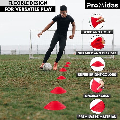 Disc Soccer Cones - Flexible Training Cones for Kids | 200, 100, 50 Pack for Soccer, Basketball & Football Drills