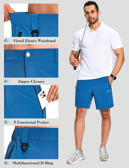 KPSUN Men's 7" Tactical Cargo Shorts - Lightweight Quick-Dry Design with Zipper Pockets for Outdoor Activities