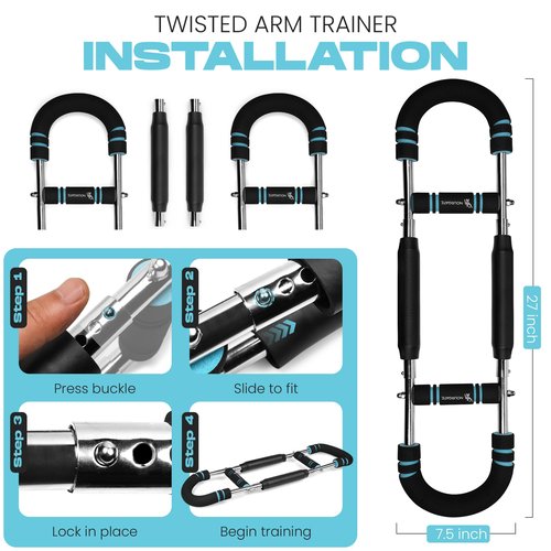 NOURGATE Twister Arm trainer for Men & Women – Adjustable (40-90 lbs) Chest & Arm Workout Equipment Portable Spring Home Gym Strength Trainer with 4 Spring, Anti-Slip Handles for Easy Grip & Carry Bag