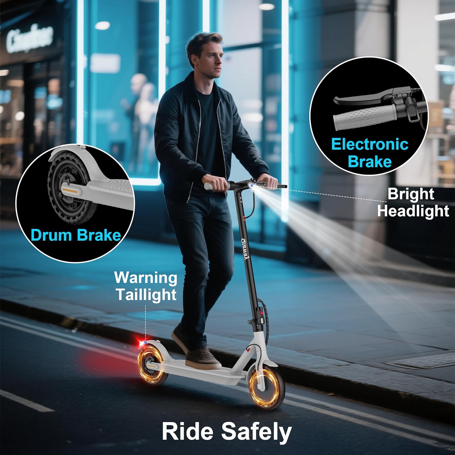 Qlaway 8.5" E-Scooter for Adults - 19/22 MPH Speed, 350/500W Motor, 22 Miles Range, Foldable, 265 LBS Capacity