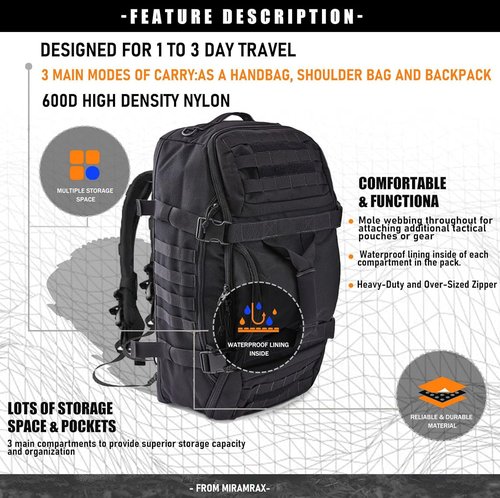 Miramrax Gym Bag - Waterproof Duffle Backpack for Men & Women | Ideal for Travel, Sports & Workouts