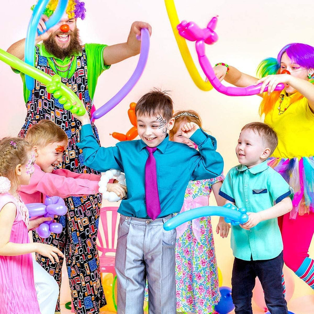 Skiennix 260Q Balloons Kit - 100 Premium Latex Twisting Balloons with Pump for Kids' Parties & Events