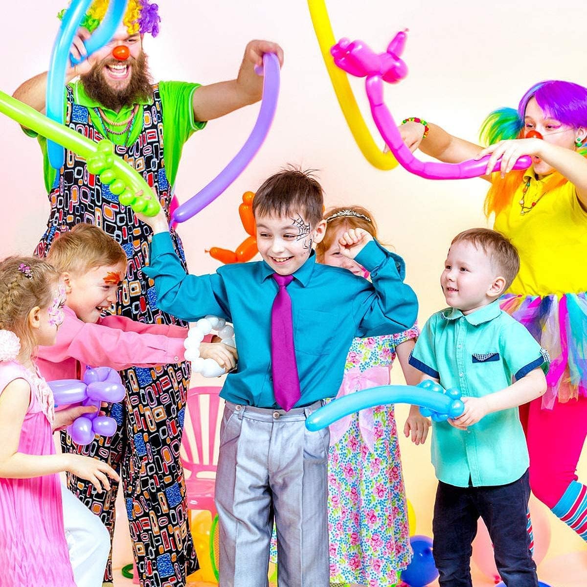 Skiennix 260Q Balloons Kit - 100 Premium Latex Twisting Balloons with Pump for Kids' Parties & Events