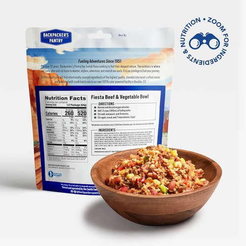 Backpacker's Pantry Fiesta Beef & Vegetable Bowl - Freeze-Dried Camping Meal, 1 Count
