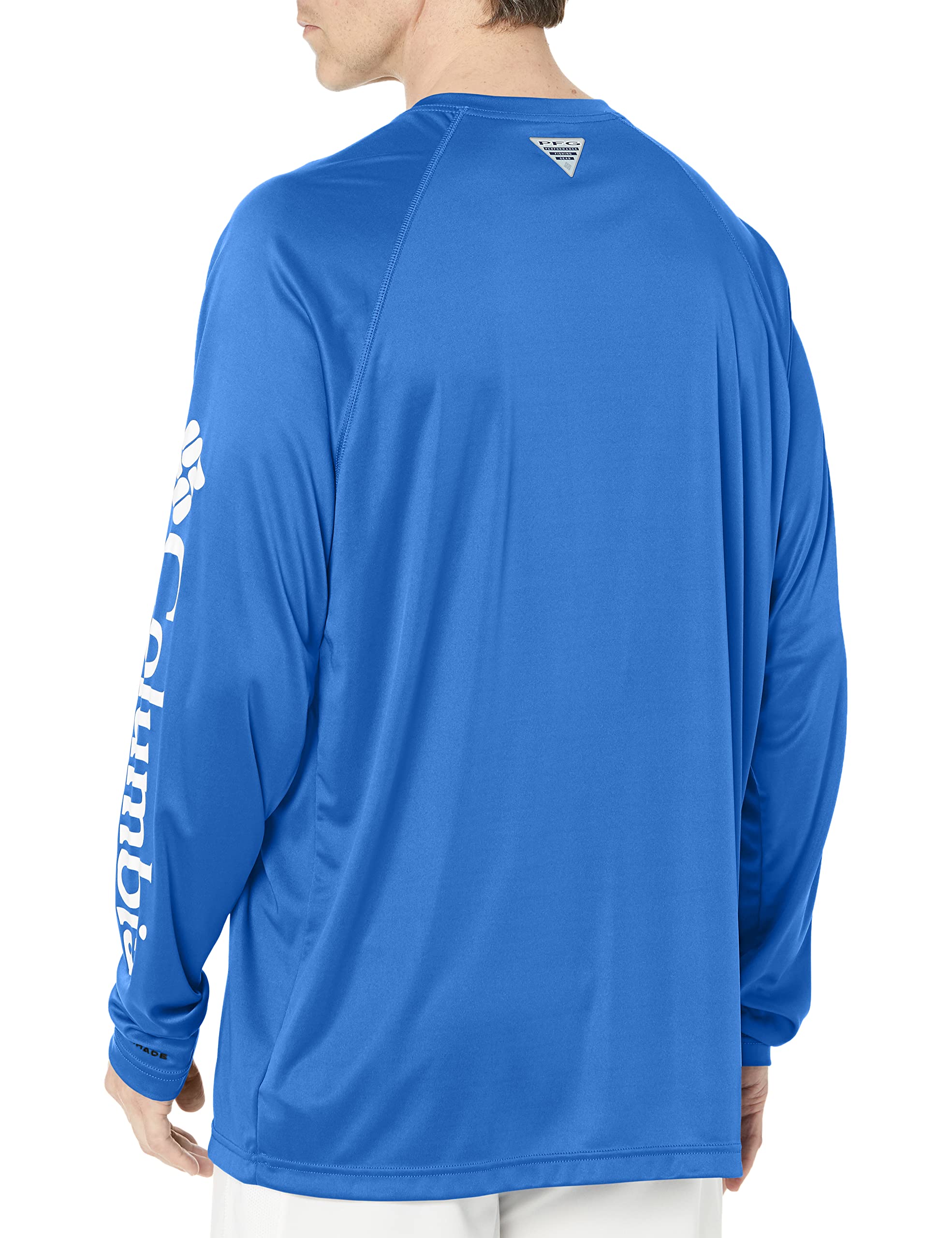 Columbia Men's PFG Terminal Tackle Long Sleeve Fishing Shirt, Vivid Blue/Cool Grey Logo, Small