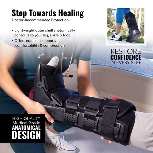 Braceapedia Rapid Recover Tall Walking Boot, Fracture Boot, Medical Grade Foot Brace for Fractures, Ankle Boot & Brace, Adjustable Air Pump, Sprain & Injury Recovery, Post Op Shoe for Injured Foot, Small