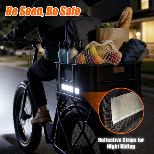 Amoowis Rear Bike Basket Large Capacity - 210LBS Heavy-Duty Cargo Basket, All-Weather E-Bike & Scooter Accessories with Cover, Perfect for Grocery Hauls, Pet Transport & Commuting
