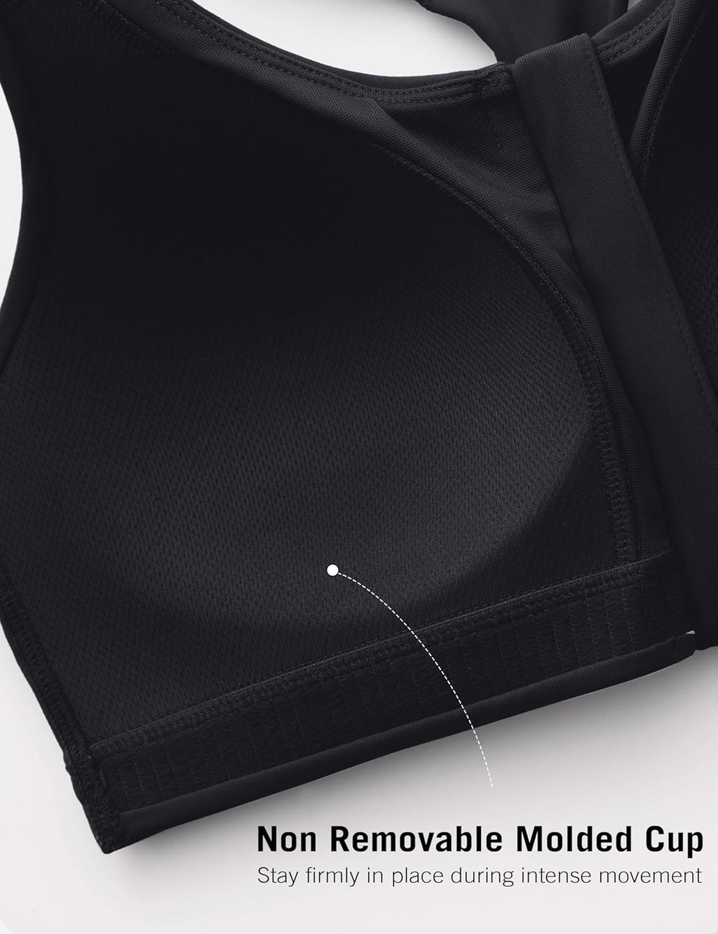 SYROKAN High Impact Zip Front Sports Bra for Women - No Underwire, Soft Padded, Racerback Design