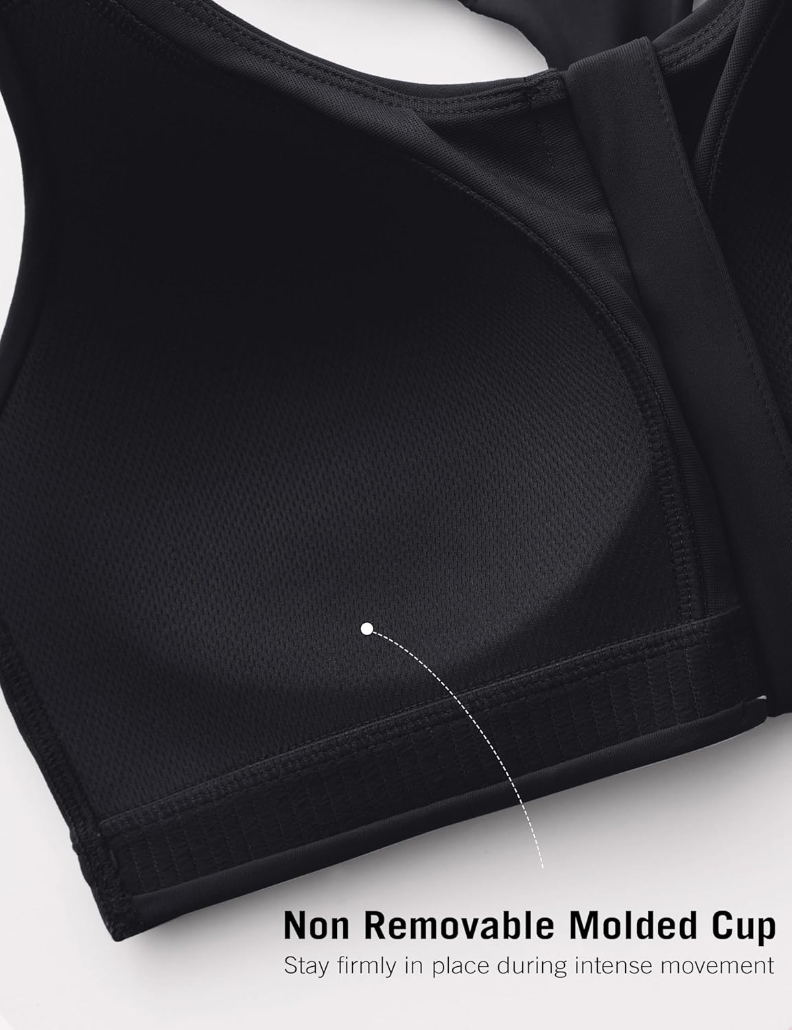 SYROKAN High Impact Zip Front Sports Bra for Women - No Underwire, Soft Padded, Racerback Design