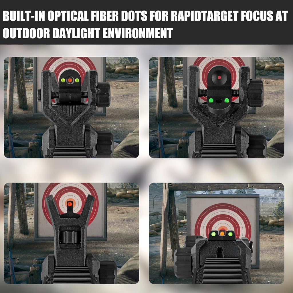 ZBULAR Fiber Optic Sights - Flip Up Front & Rear Backup Sights with Green & Red Dots