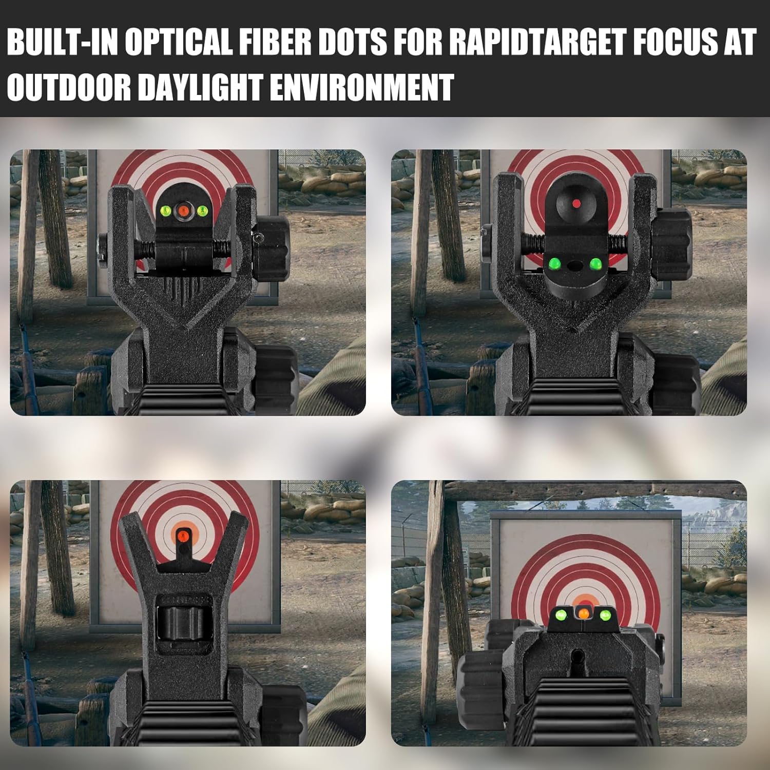 ZBULAR Fiber Optic Sights - Flip Up Front & Rear Backup Sights with Green & Red Dots