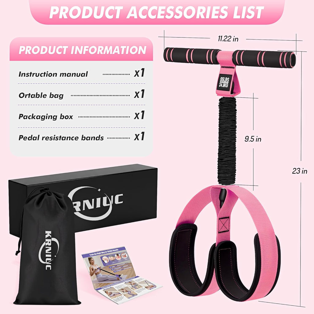 Pedal Resistance Band with Handle - Upgraded 55LBS Exercise Bands for Core, Abs, Legs, and Arms