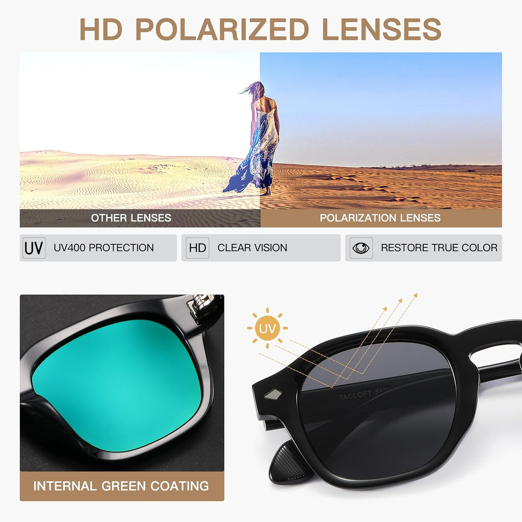 Skiennix Acetate Polarized Sunglasses - Retro HD Clarity & UV Protection for Men and Women