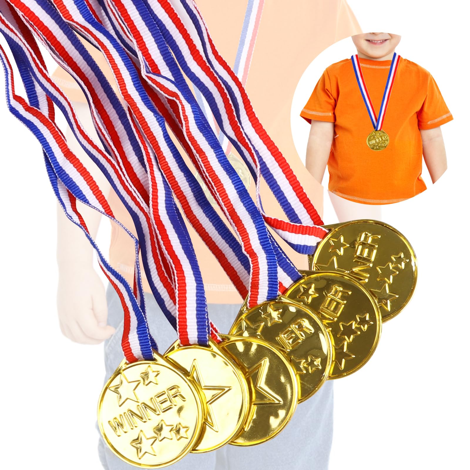 LOKIPA 30PCS Gold Medals, Plastic Medals Winner Award Medals for Sports, Games Competitions, Party Favors and Decorations