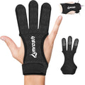 Skiennix Archery Gloves - 3 Finger Cowhide Shooting Gear for Men, Women & Kids | Black, Large
