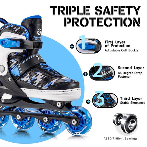 Kuxuan Skates Kids Inline Skates for Boys Girls Ages 5-8 6-12 8-12 Patines para Niños Niñas