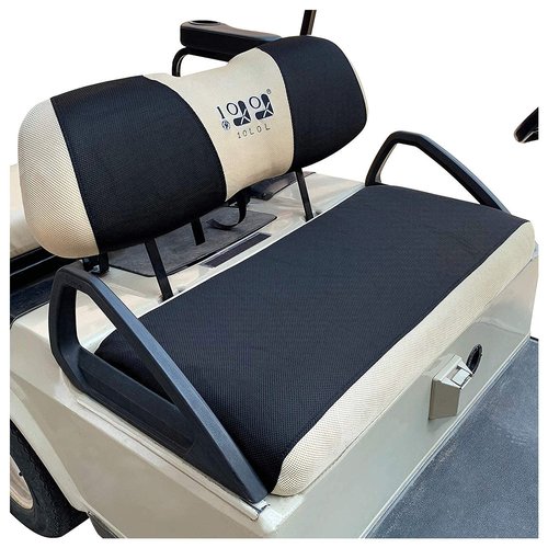 10L0L Golf Cart Front and Back Seat Cover Set for Club Car DS Precedent & Yamaha, Dress Up Your Old Golf Cart Seat - Black + Beige