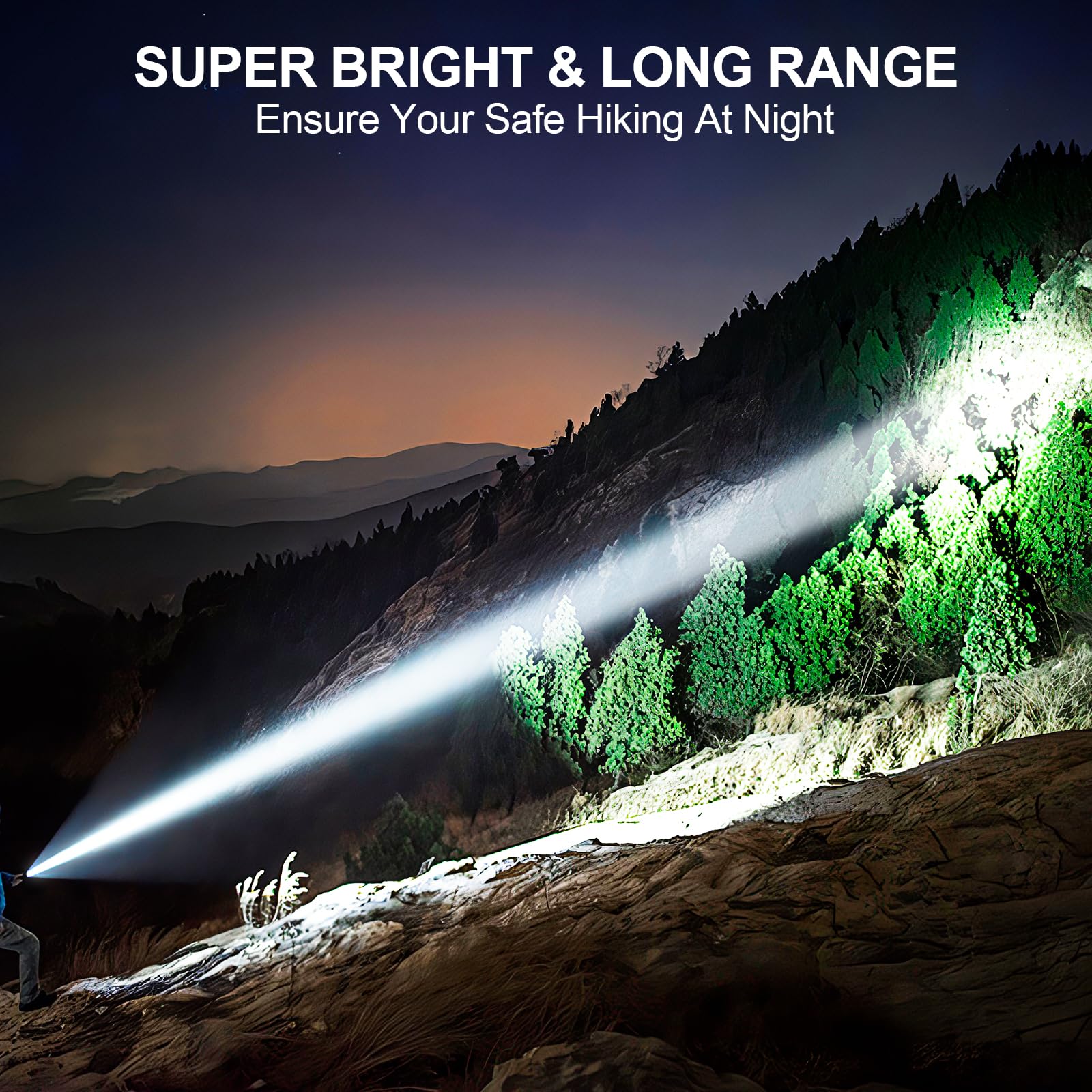 Banral Flashlights High Lumens Rechargeable, Super Bright Long Range Small Powerful Flashlight, 6 Modes LED Tactical Pocket Waterproof Flash Light for Home Emergency (2, Blue)