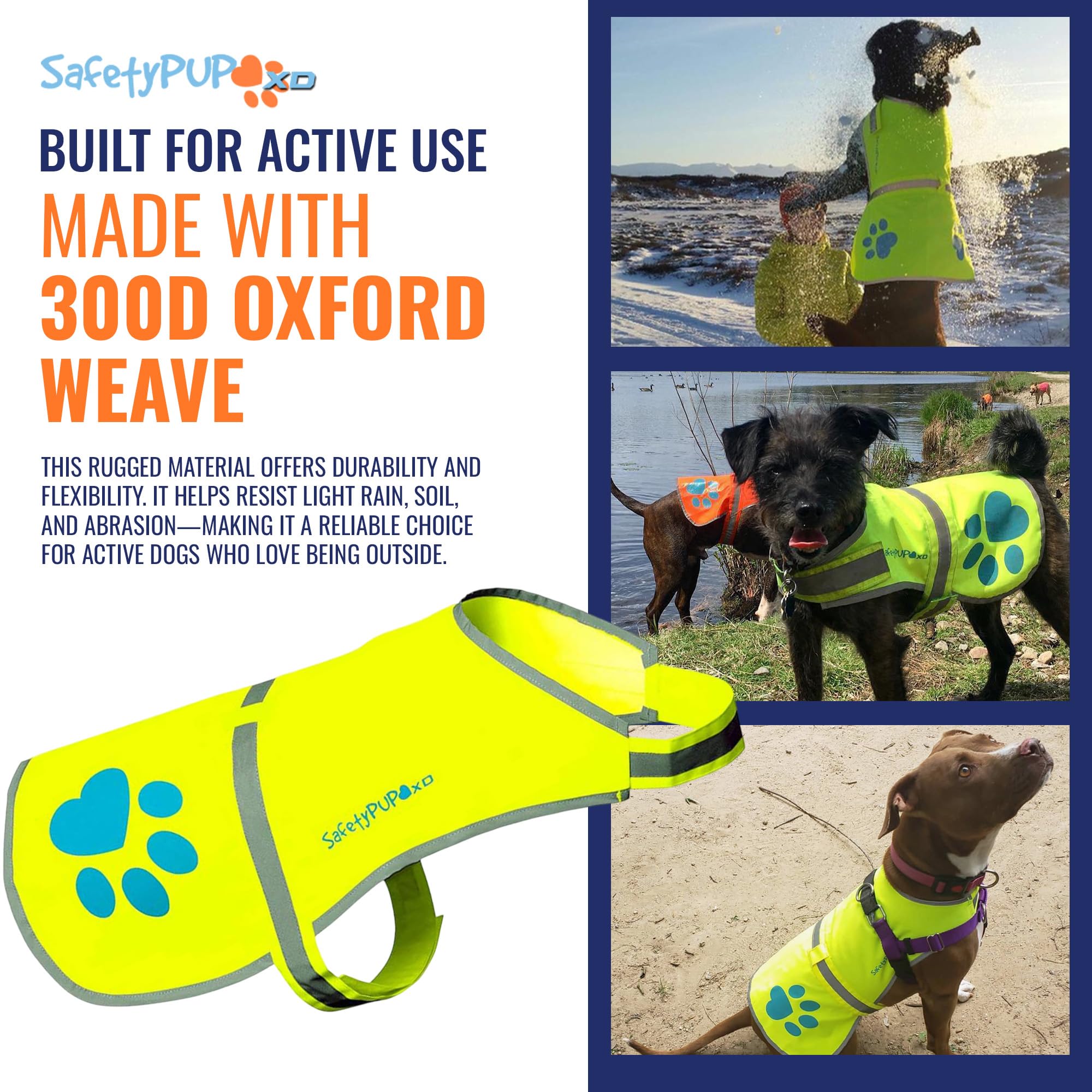 SafetyPUP XD Dog Reflective Vest – Hi-Vis Fluorescent Visibility that Helps to Safeguard Your Pet On/Off Leash in Urban & Rural Areas (Yellow, X-Large)