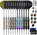 Turnart Darts Metal Tip Set - Professional Steel Tip Darts 12 Pcs with Stylish Case & Extra Flights